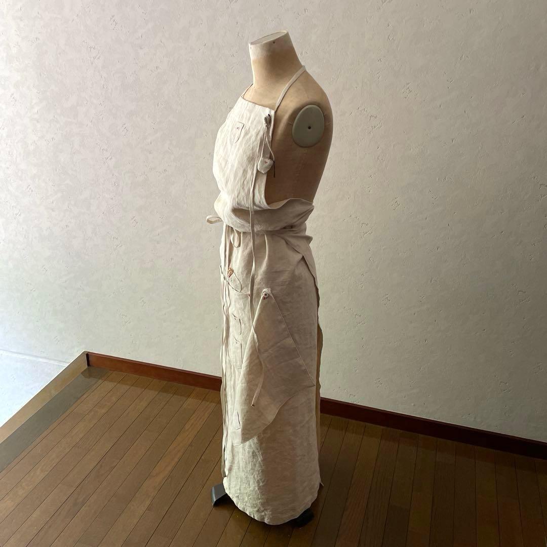 アンティーク　リネン　エプロン