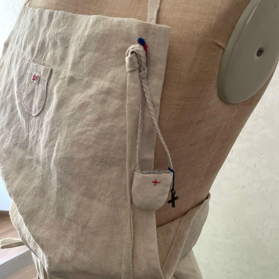 アンティーク　リネン　エプロン
