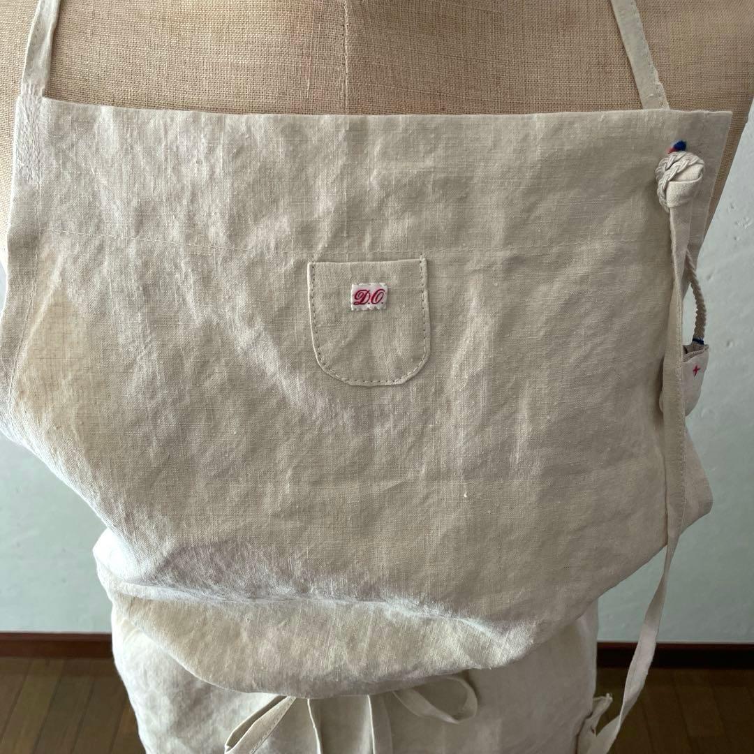 アンティーク　リネン　エプロン