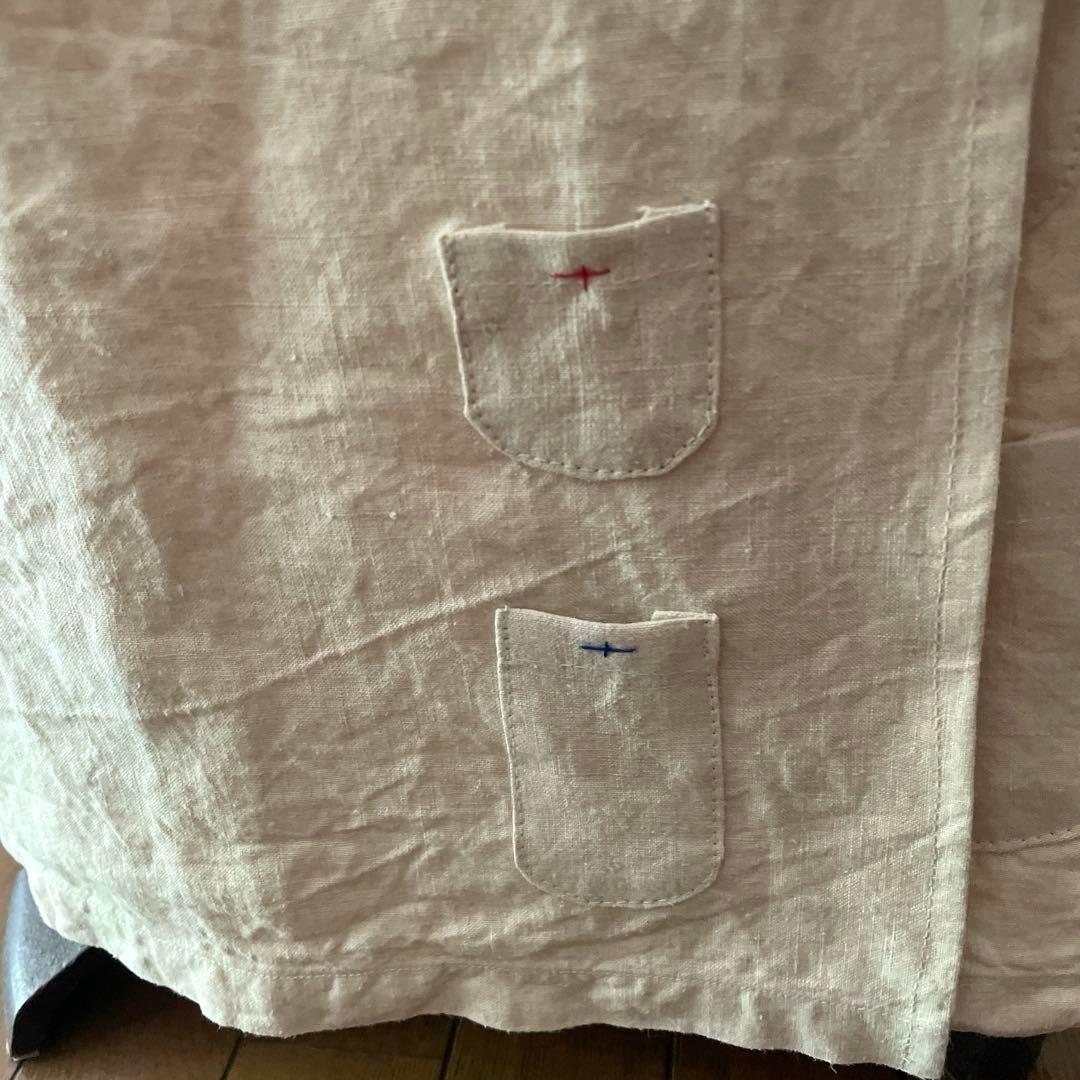 アンティーク　リネン　エプロン