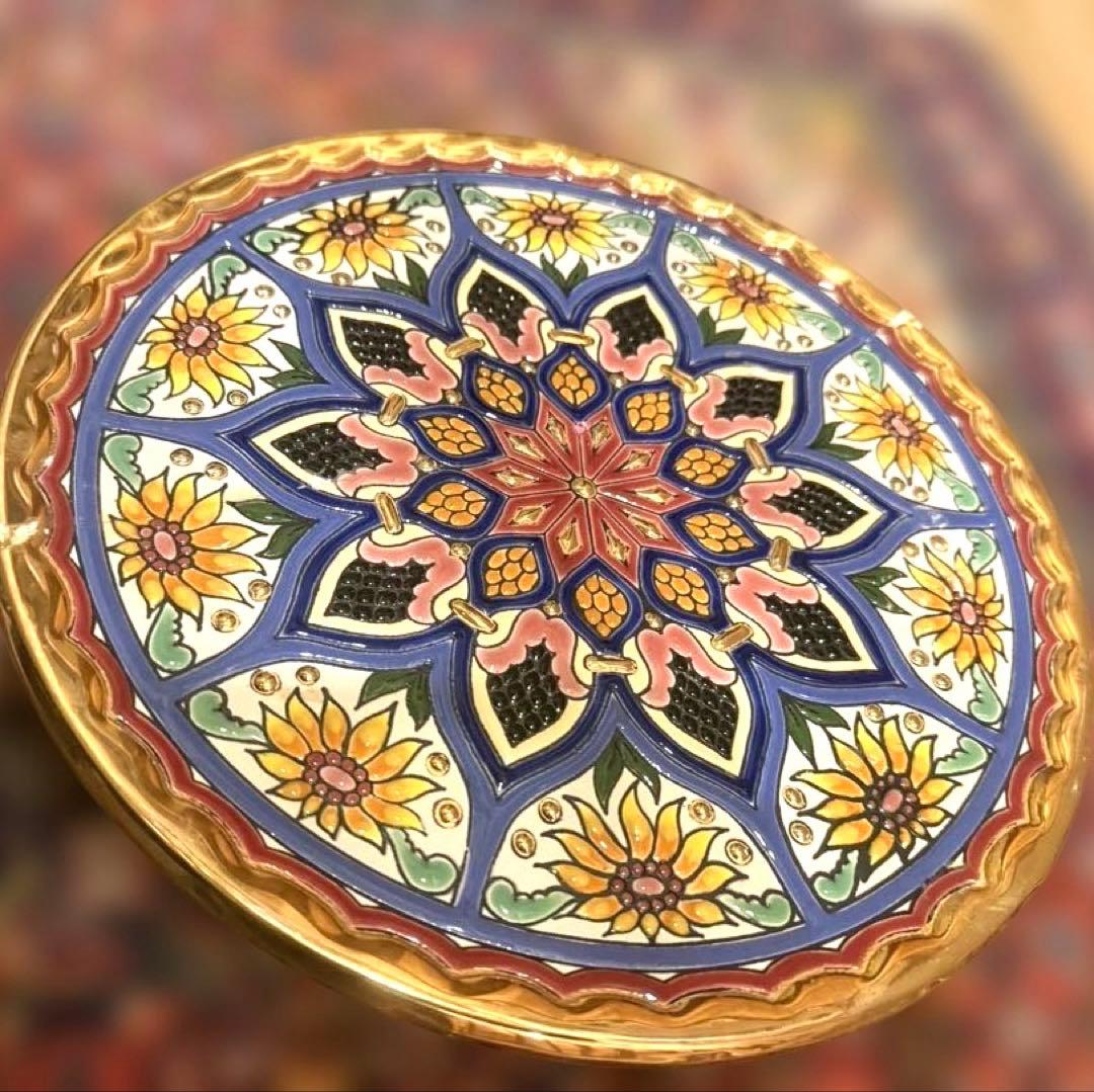 スペイン セビリア CEARCO トリアナ陶器 大皿 28.5cm 24K飾り皿