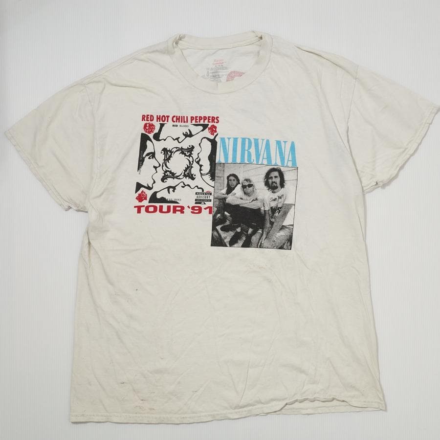 RHCP×NIRVANA 91年ツアーTシャツ XL / 白 ブート