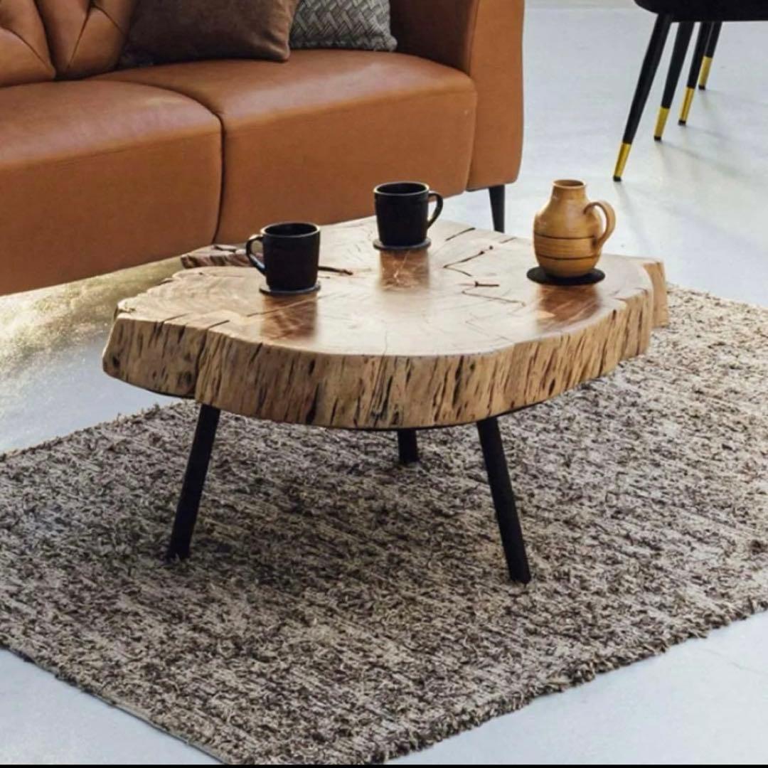 NOCE 80cm アカシア 一枚板 ローテーブル コーヒー カフェ 切株 天然