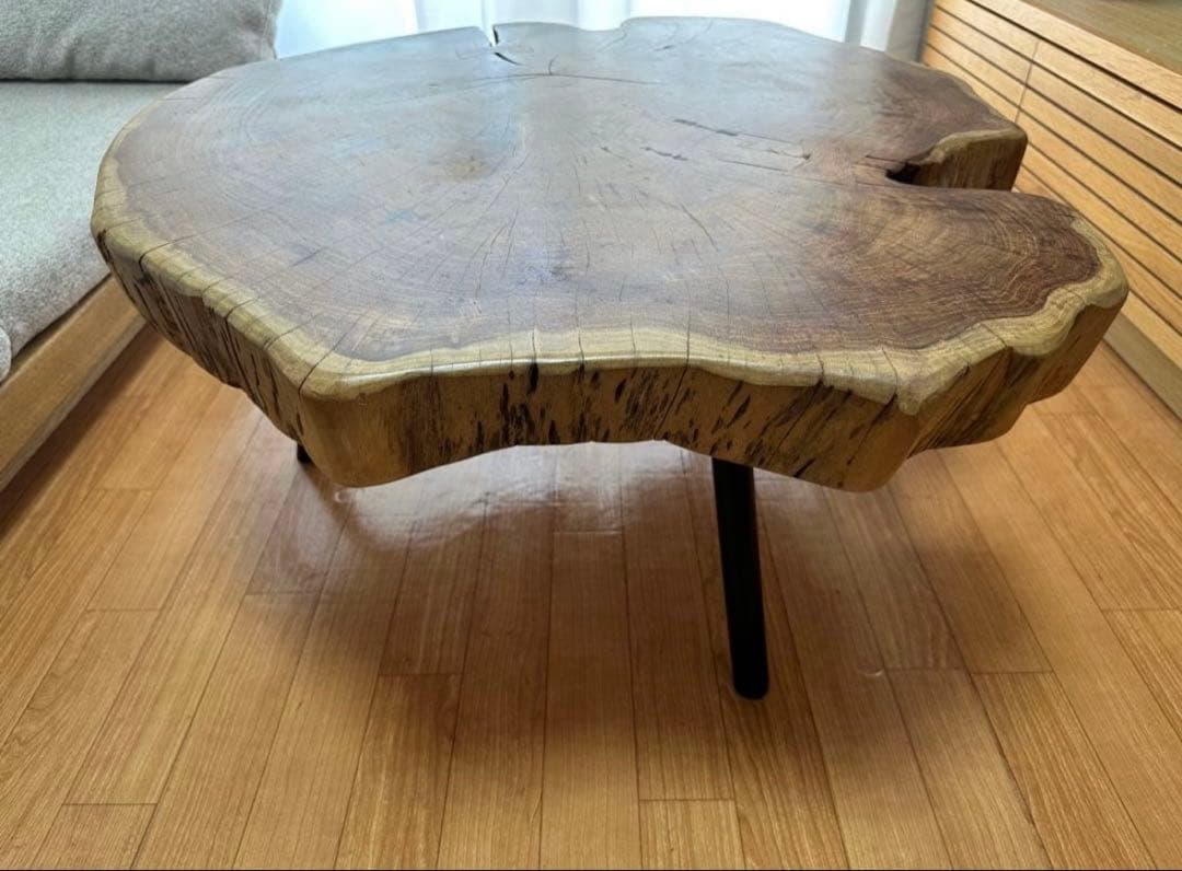NOCE 80cm アカシア 一枚板 ローテーブル コーヒー カフェ 切株 天然