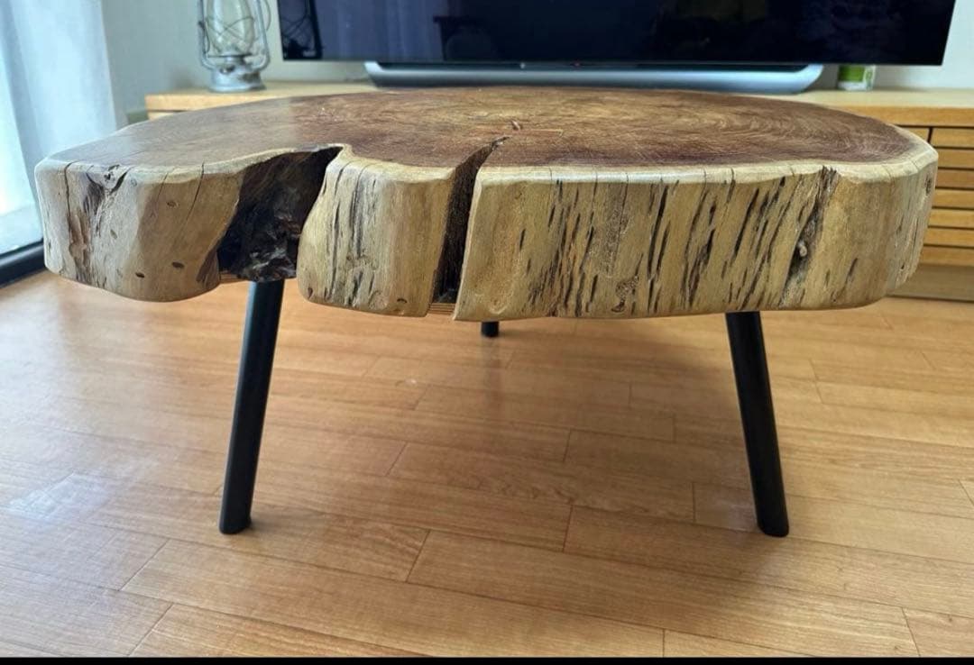 NOCE 80cm アカシア 一枚板 ローテーブル コーヒー カフェ 切株 天然