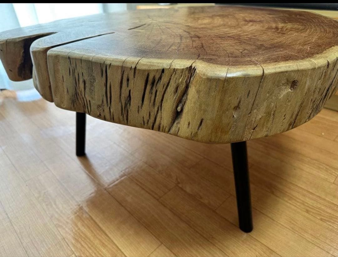 NOCE 80cm アカシア 一枚板 ローテーブル コーヒー カフェ 切株 天然