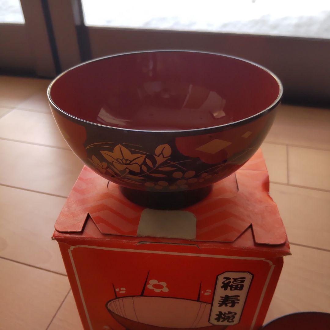 漆器 椀 5個セット 赤と黒 金色装飾 高級漆器 特選汁椀揃 赤い木製汁