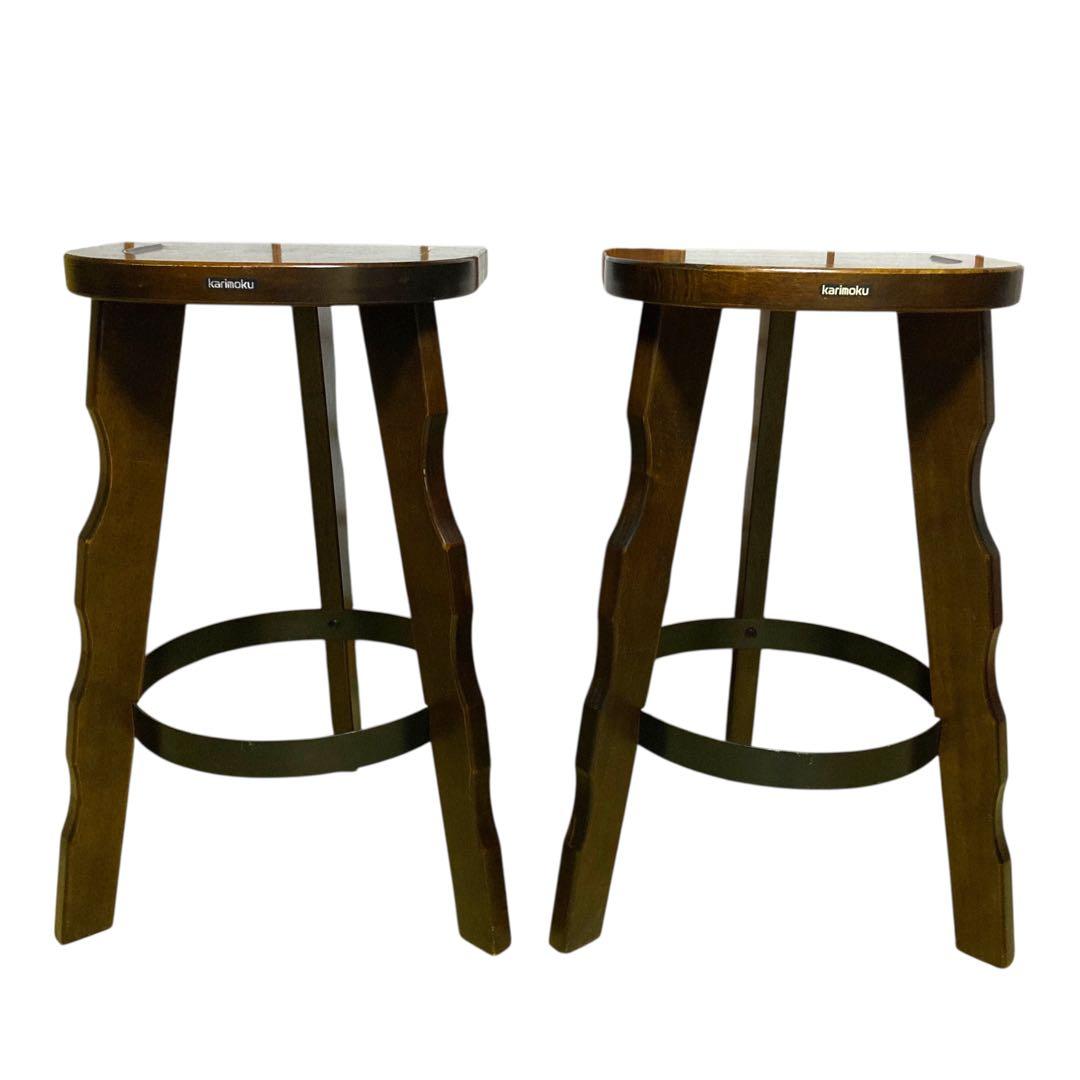 ②【ヴィンテージ】カリモク ルスティック ハイチェア バースツール スツール