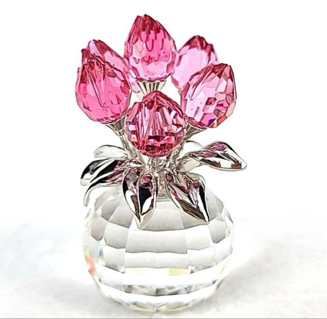 【美品】Swarovski フラワードリームチューリップ ローズ 626874