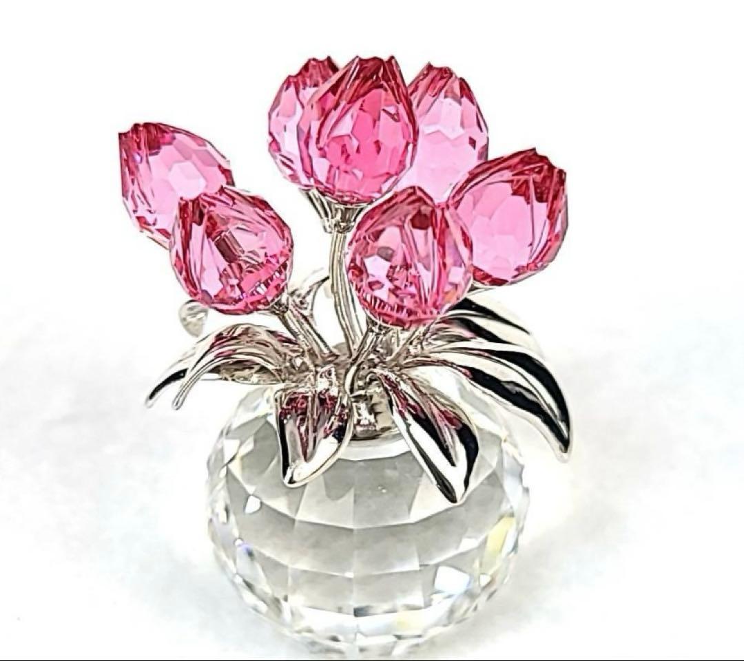 【美品】Swarovski フラワードリームチューリップ ローズ 626874