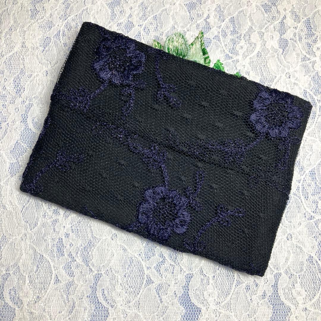 B-229 ポケットティッシュケース レース バラ 蝶々 ハンドメイド