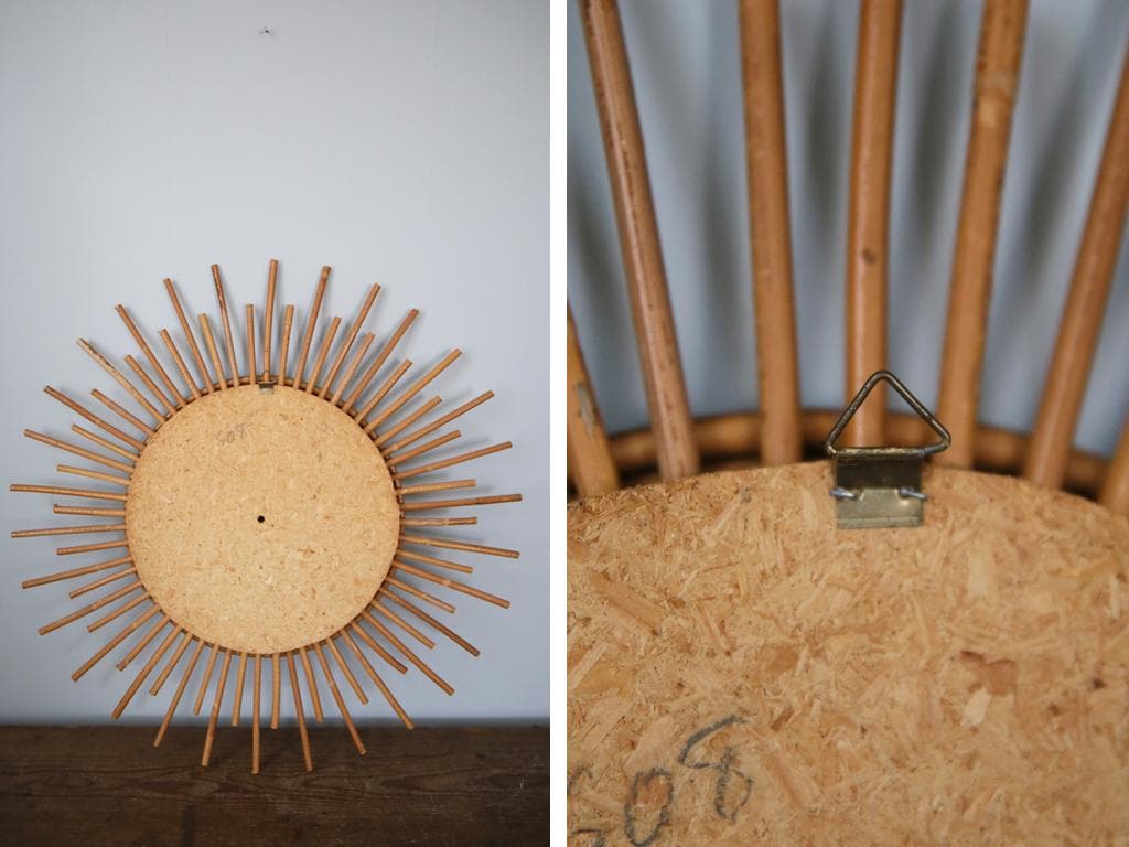 フランスアンティークサンバーストミラー/壁掛け鏡/バンブーミラー(47-107)