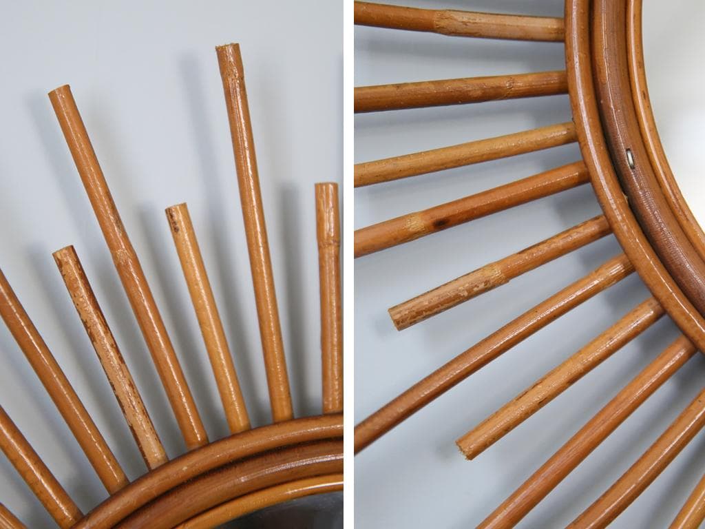 フランスアンティークサンバーストミラー/壁掛け鏡/バンブーミラー(47-107)