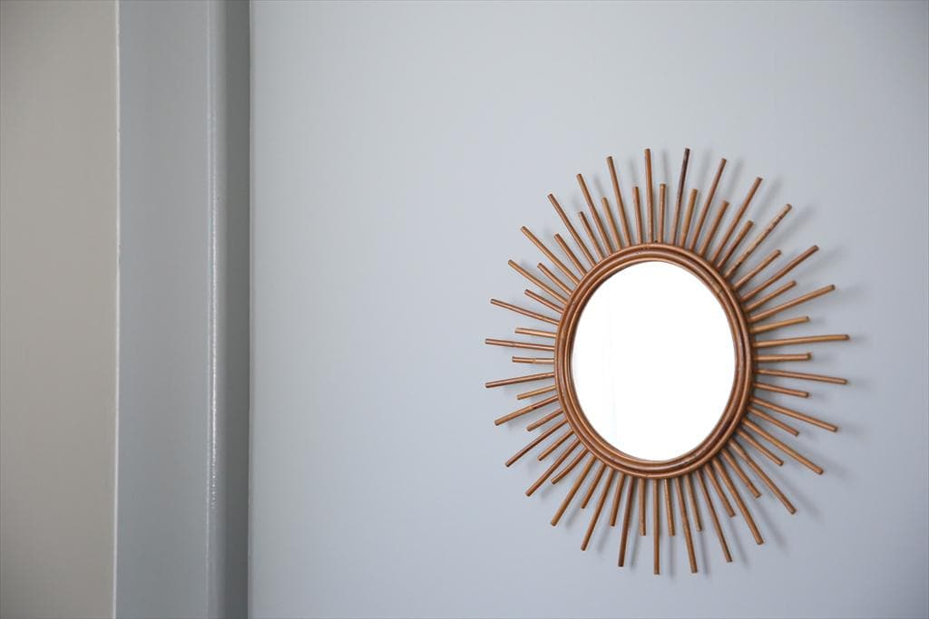 フランスアンティークサンバーストミラー/壁掛け鏡/バンブーミラー(47-107)
