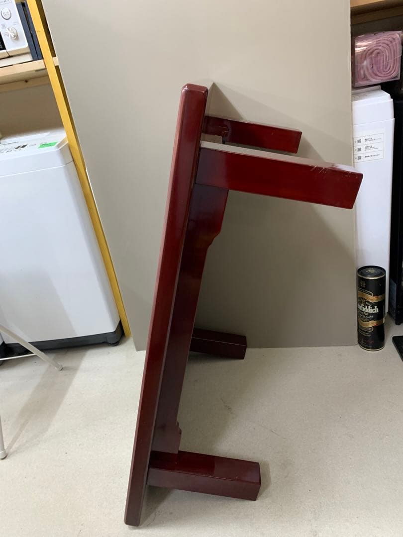 香川漆器　テーブル　赤い長方形座卓 四角い脚デザイン