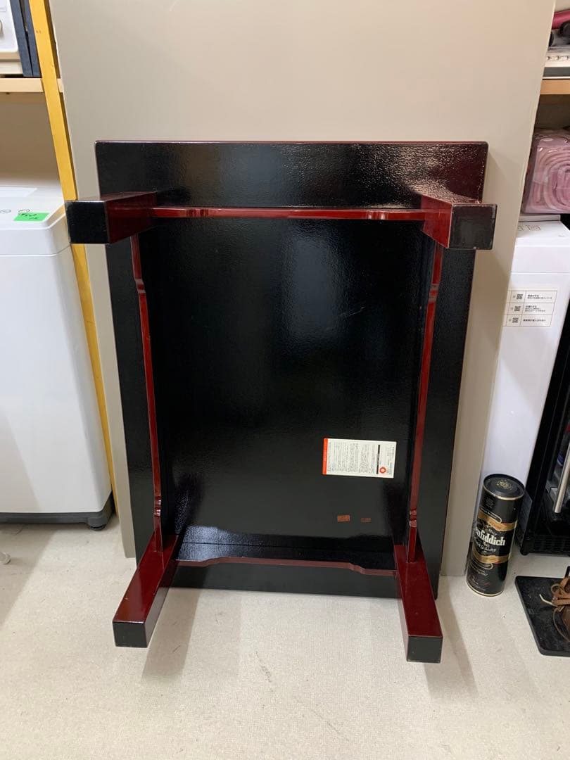 香川漆器　テーブル　赤い長方形座卓 四角い脚デザイン