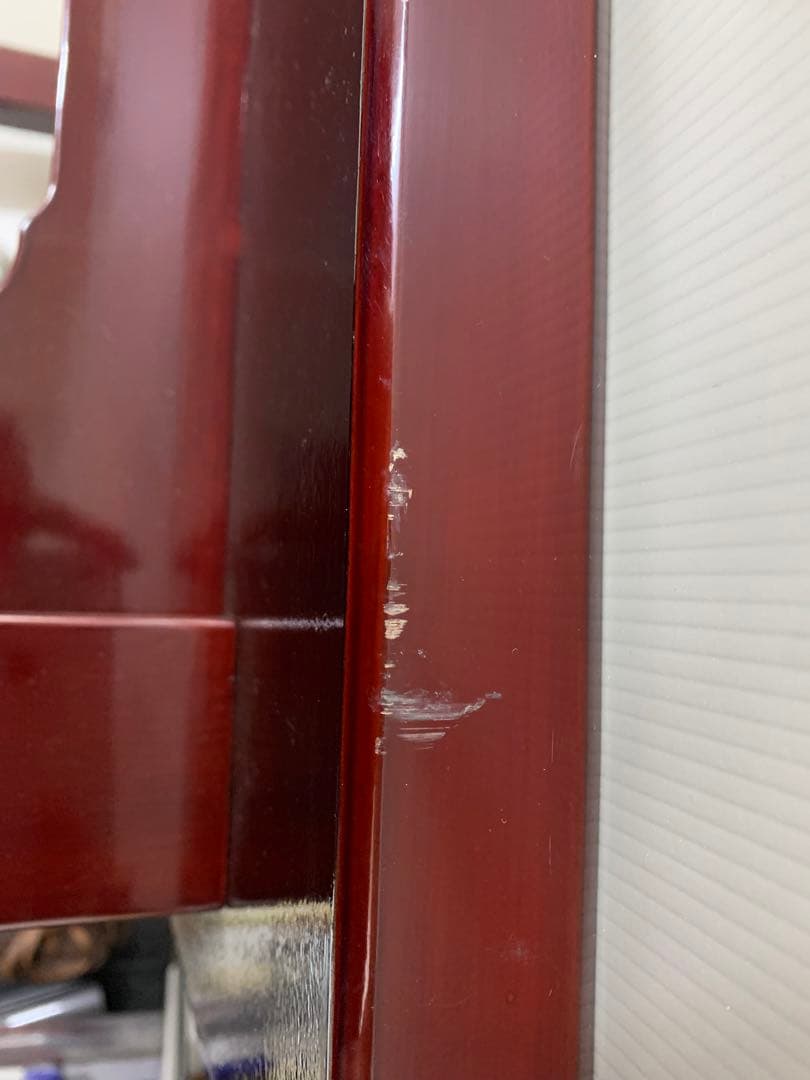 香川漆器　テーブル　赤い長方形座卓 四角い脚デザイン