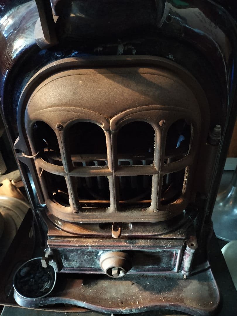 フランスアンティークストーブ　暖炉　エナメル塗装　アンティーク　赤