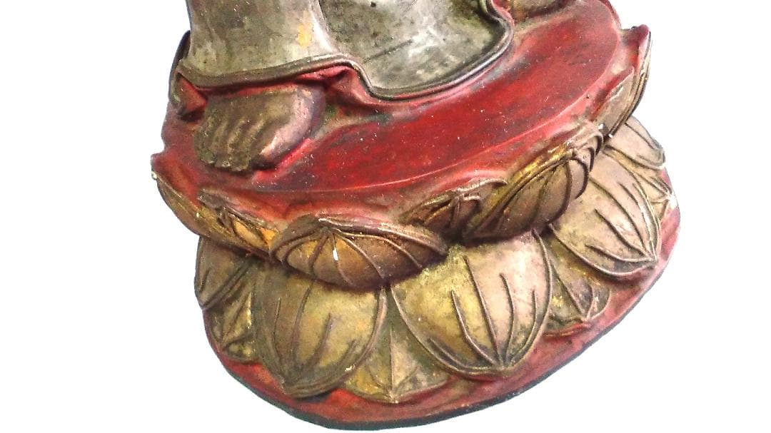 【 白衣観音 観自在菩薩 】　50.5ｃｍ　明治前期　金彩色絵真鍮像