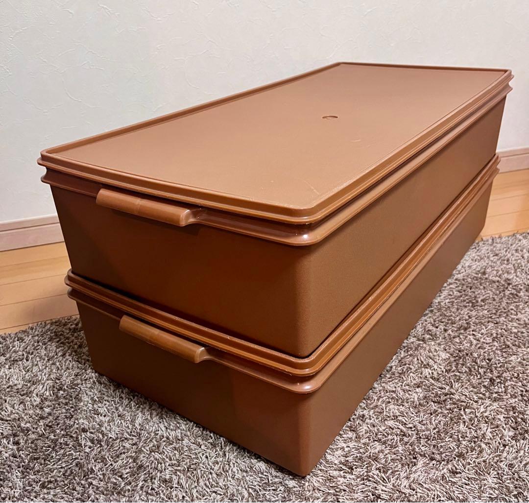 タッパーウエア ロングスーパーケース フタ付き 2個 収納 衣装ケース