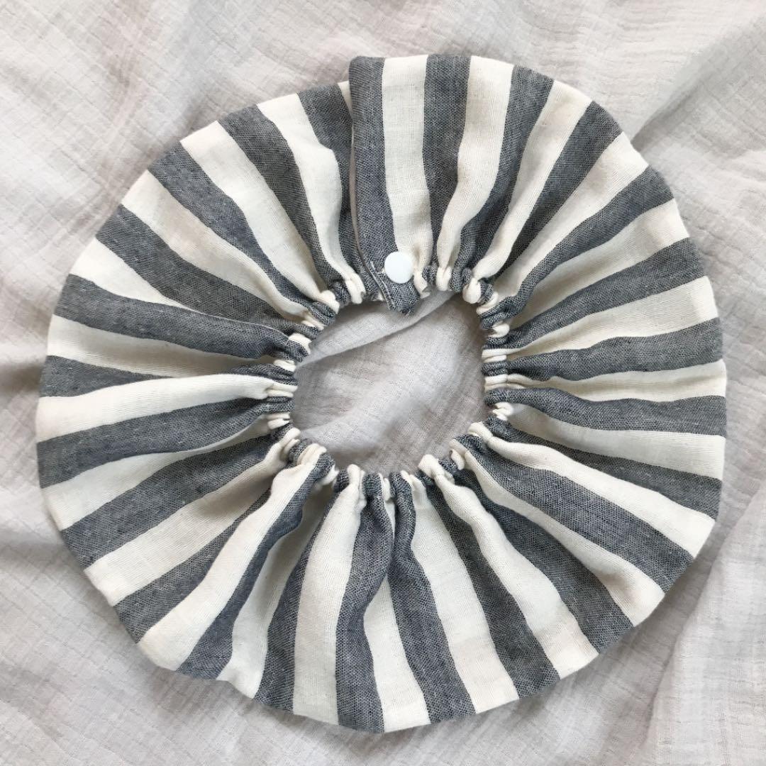 ☆ブラックストライプ×グレージュドット☆ ハンドメイド リバーシブル