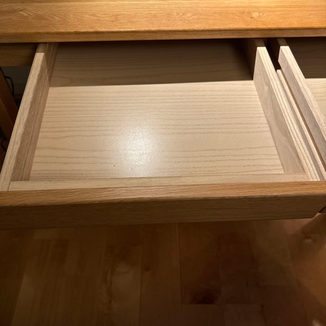 無印良品　オーク材　無垢材デスク(引出・足元棚付) 説明書付き