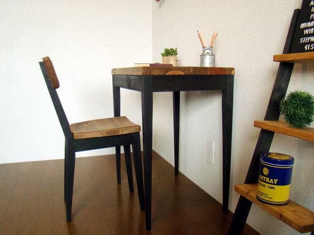 デスク・チェアセットＷ60　ツートン（天板ブラウン）脚テーパー