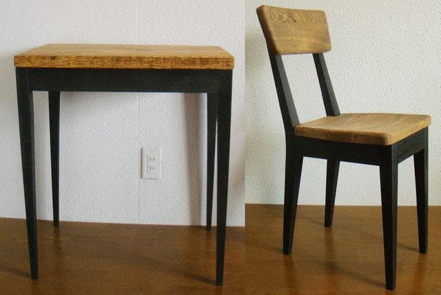 デスク・チェアセットＷ60　ツートン（天板ブラウン）脚テーパー