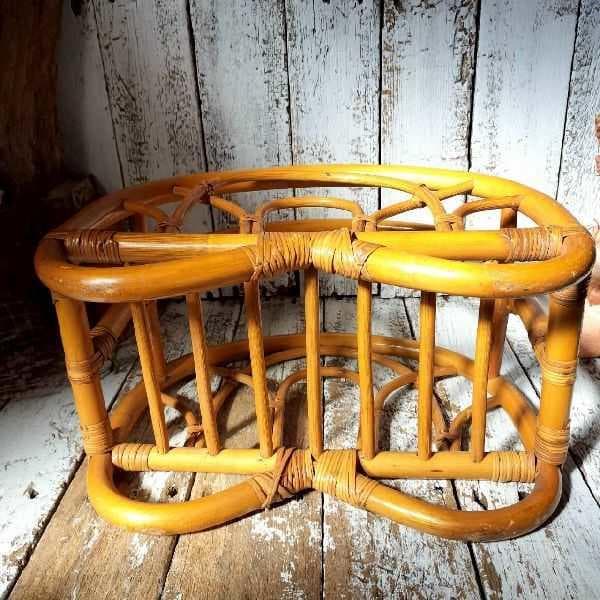 70-80s ヴィンテージ ラタン マガジンラック ブックスタンド 籐 本立て