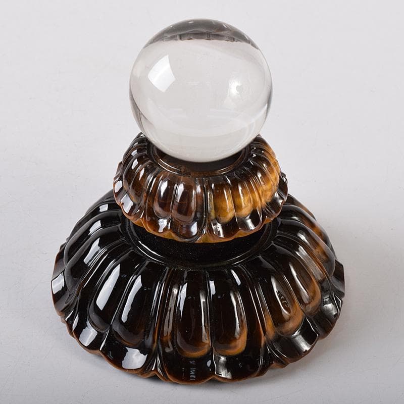 水晶玉　パワーストーン　直径約41㎜　虎目石台　M　R8379