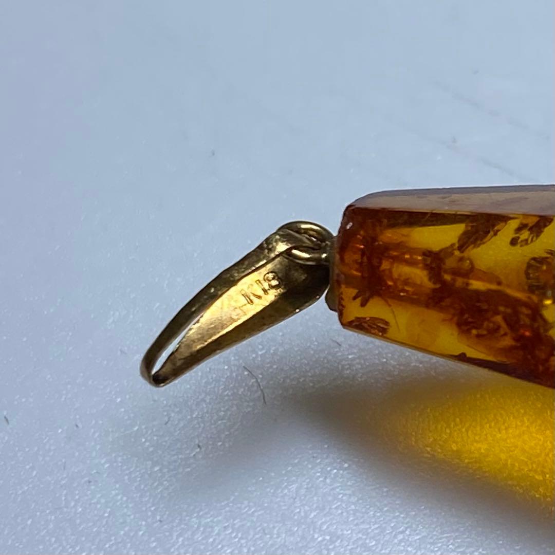 K18刻印 本琥珀ネックレストップ 9.6g 東キ7-0925☆2F