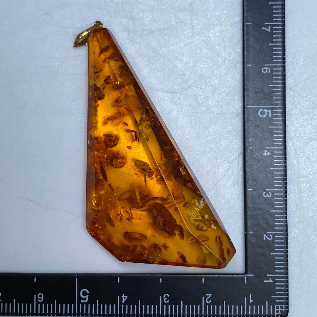 K18刻印 本琥珀ネックレストップ 9.6g 東キ7-0925☆2F