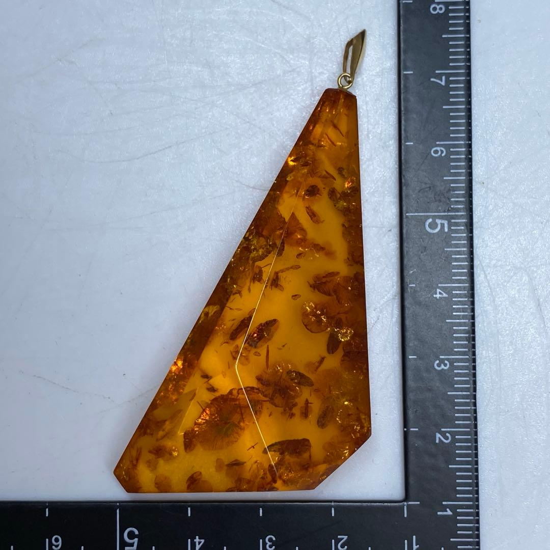 K18刻印 本琥珀ネックレストップ 9.6g 東キ7-0925☆2F