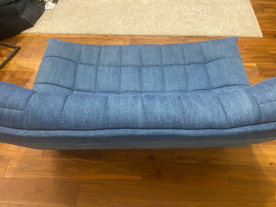 おしゃれなデニム生地2人掛けソファ