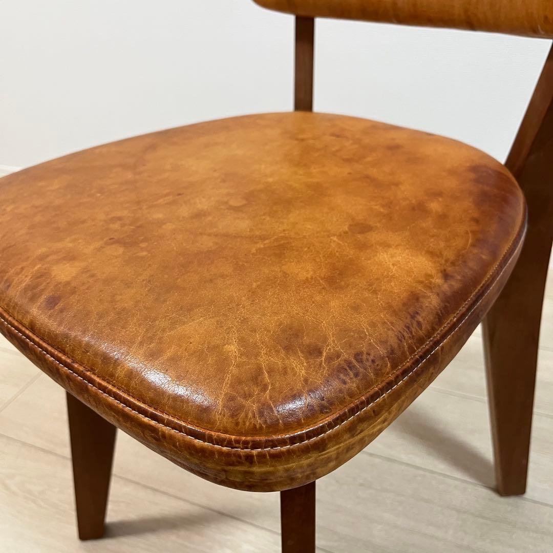 と02)本革 無垢 ダイニングチェア 国産ヴィンテージ シャルドネ系 WULC