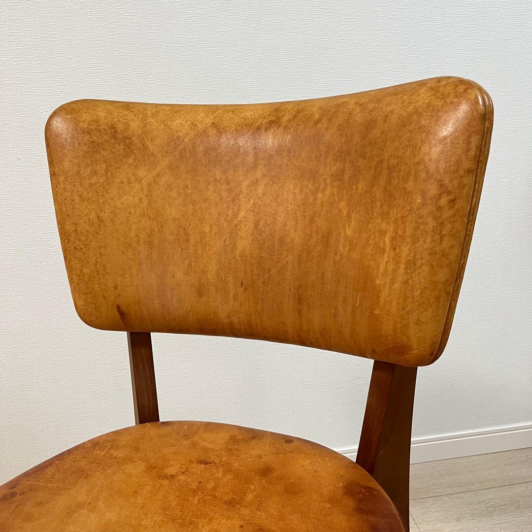 と02)本革 無垢 ダイニングチェア 国産ヴィンテージ シャルドネ系 WULC