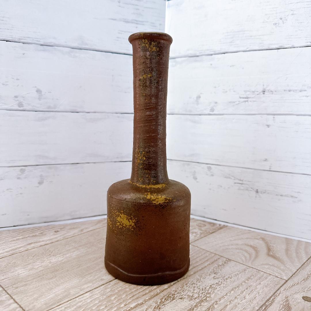 花入 花瓶 備前焼 陶印「力 刀」 / 骨董 古道具 茶道具 木村陶峰