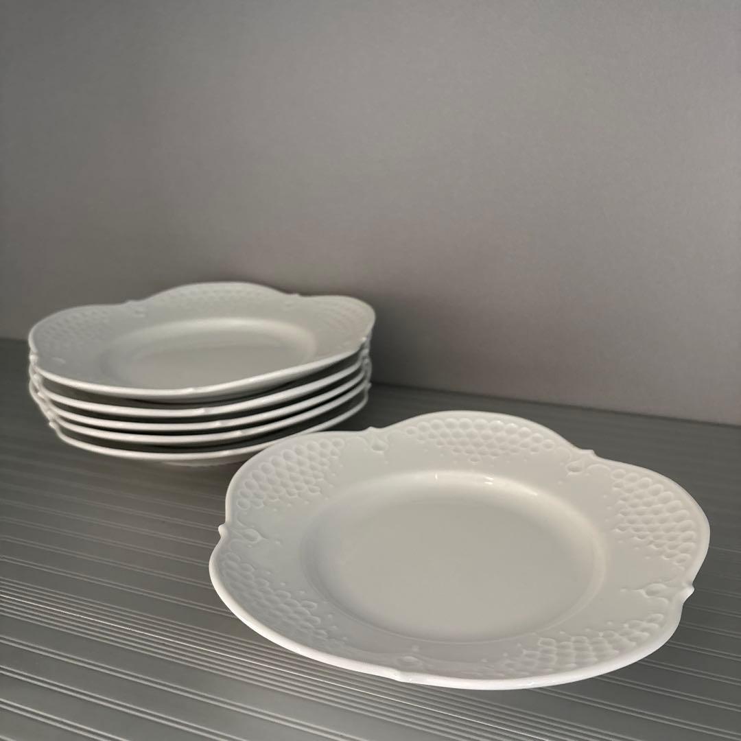 マイセンホワイトレリーフ　プレート6枚セット