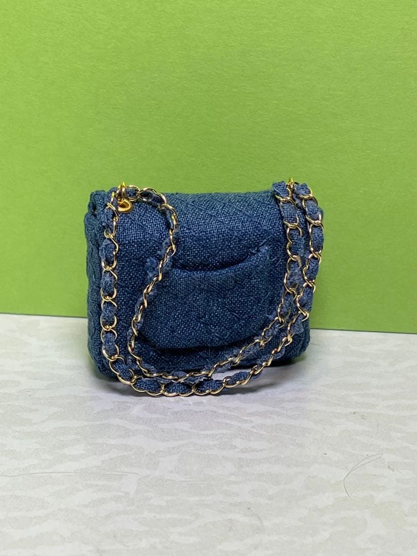 ★ハンドメイド★ ミニチュア チェーンバッグ デニム ドールアウトフィット