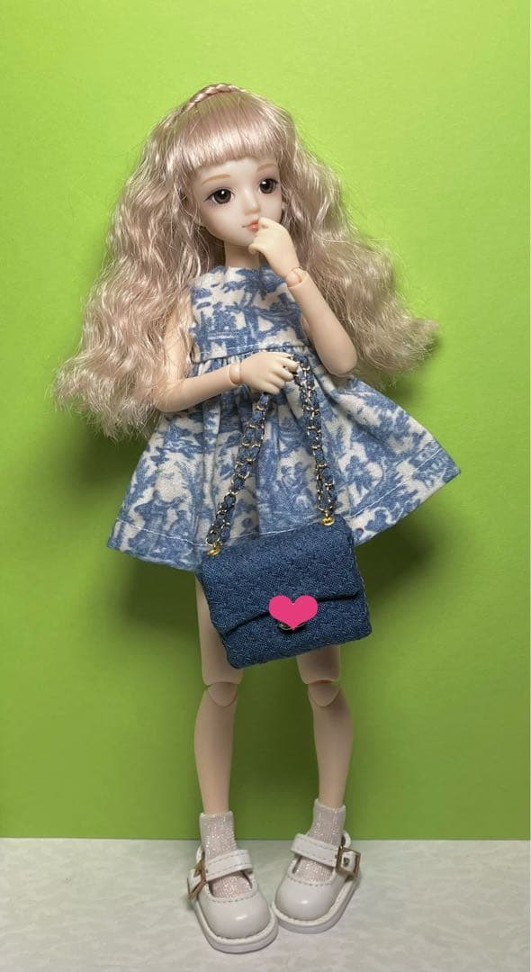★ハンドメイド★ ミニチュア チェーンバッグ デニム ドールアウトフィット