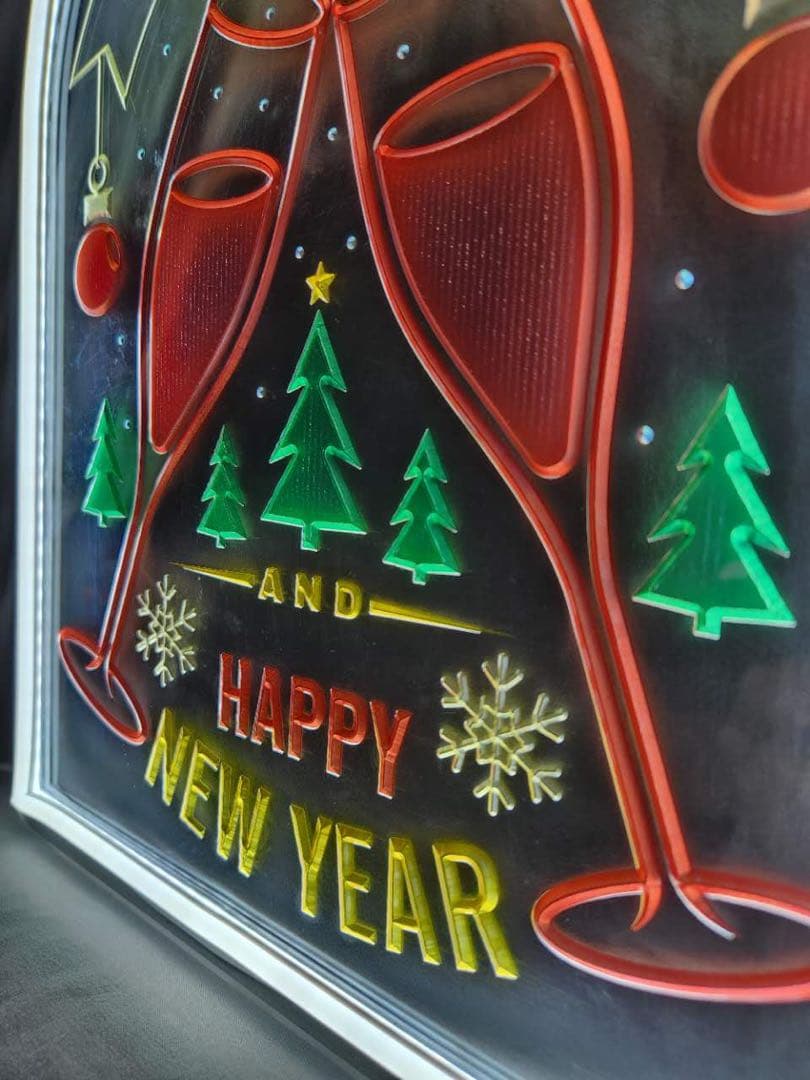 浮彫式ネオン管 MERRY CHRISTMAS シャンパングラス LEDライト