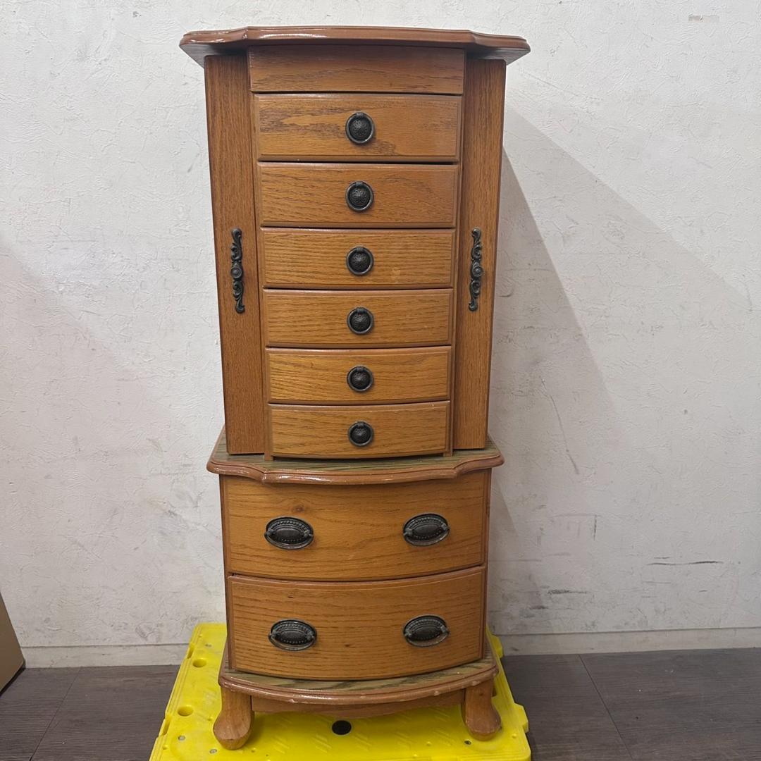 USDE アンティーク　レトロ　ミラー付　　ジュエリーチェスト　猫脚 フランスの美しい猫脚チェスト、カギがついたアンティークの家具(j