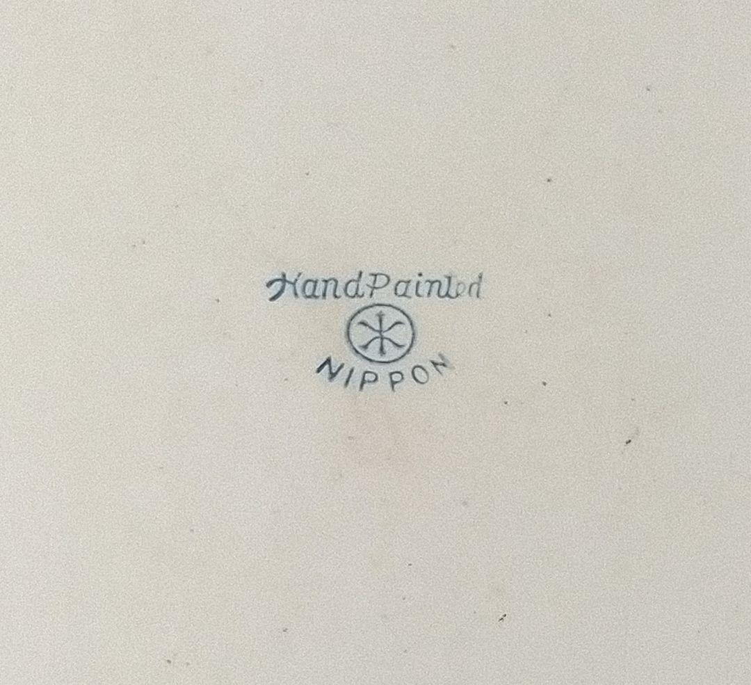 オールドノリタケ 金彩点盛り上げ 花絵 蓋付チーズトレイ