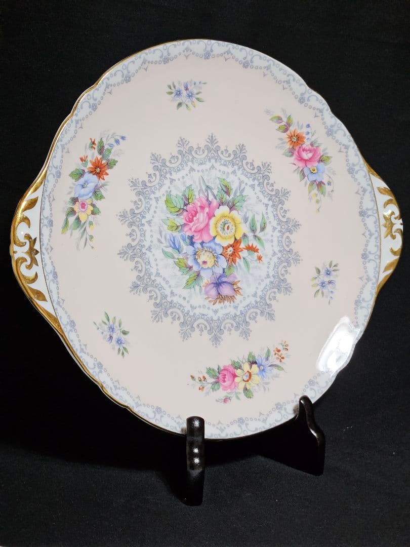 シェリー クロッシェ ピーチピンク ケーキプレート 丸型 Crochet