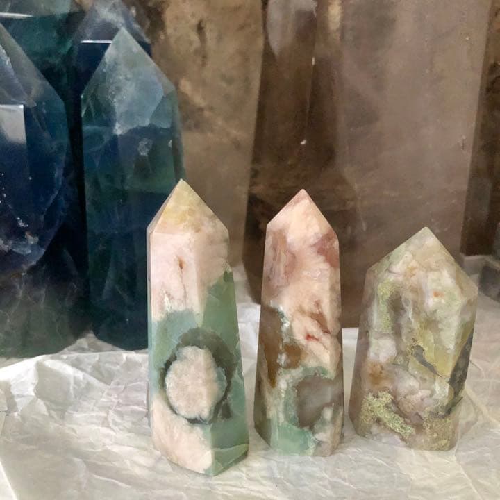 Green flower agate タワーセット A