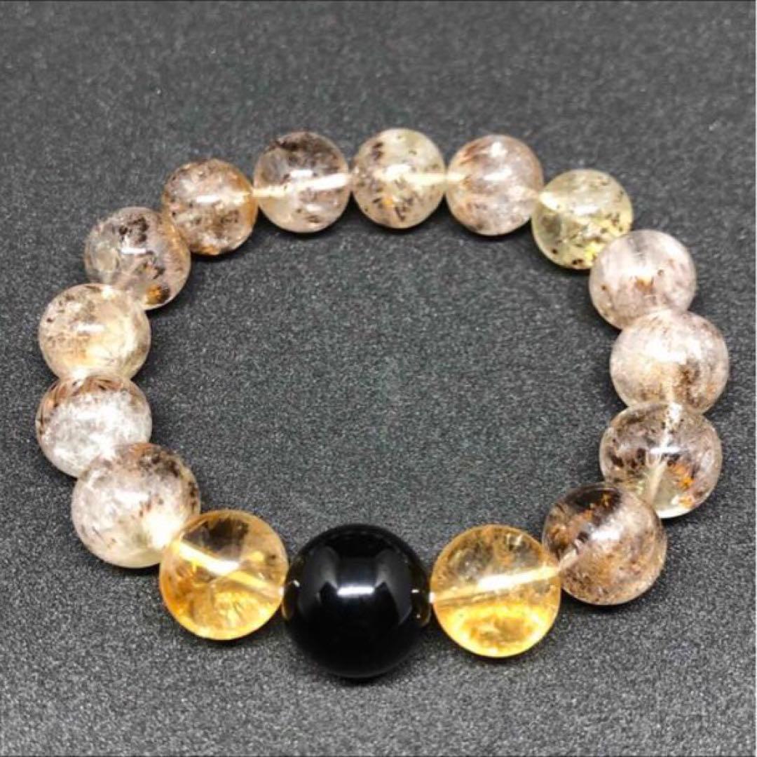 カコクセナイト インアメジストクオーツ モリオン シトリン ブレスレット