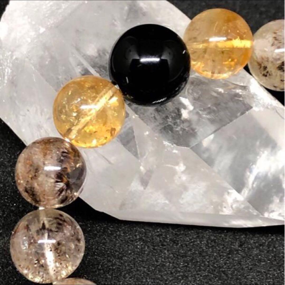 カコクセナイト インアメジストクオーツ モリオン シトリン ブレスレット