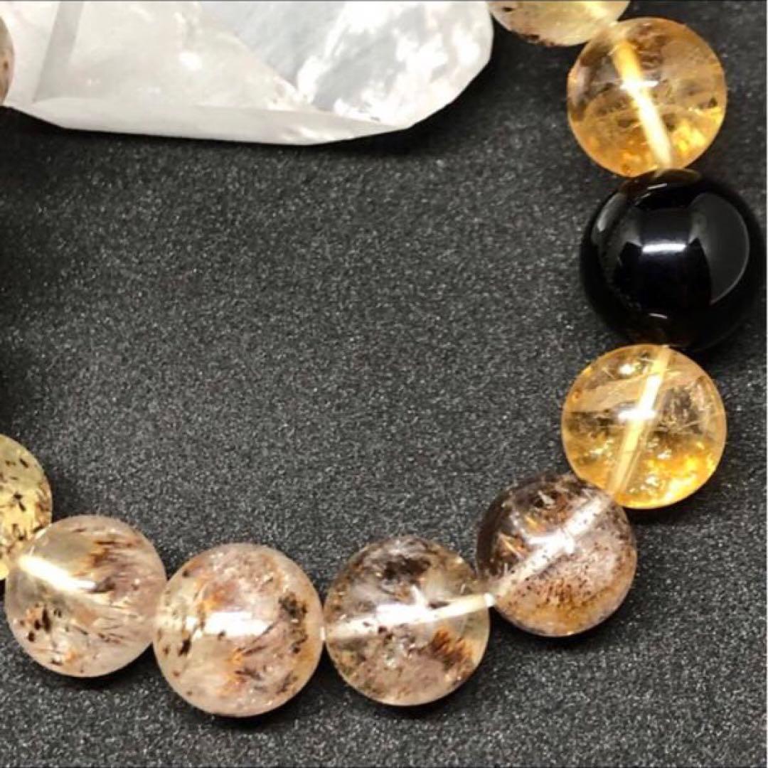 カコクセナイト インアメジストクオーツ モリオン シトリン ブレスレット