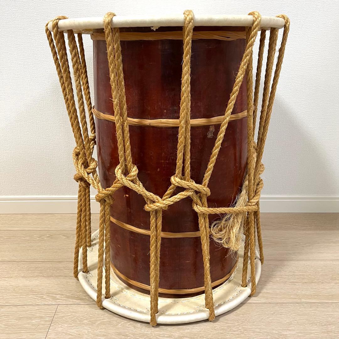 (せ37)長胴太鼓 宮太鼓 和太鼓 桶胴太鼓 大締太鼓 鼓 鼓面約46 cm