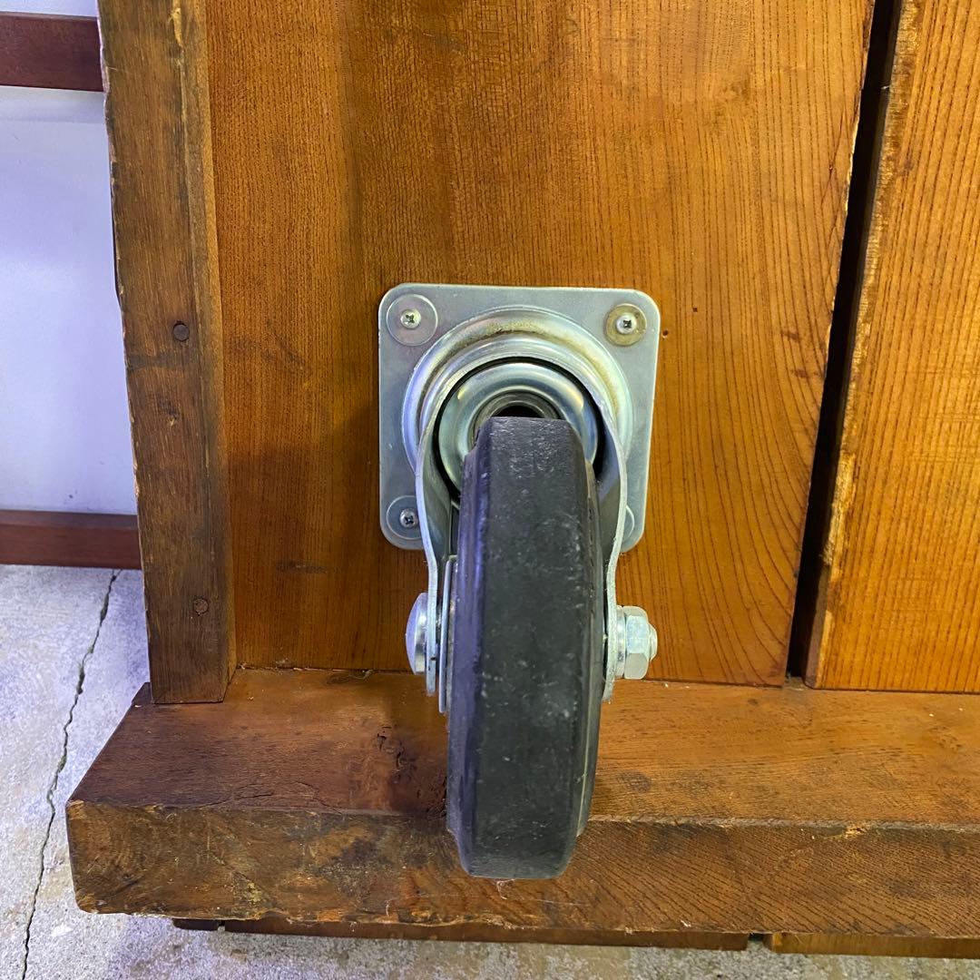 欅材ローテーブル キャスター付き 展示台 アンティーク